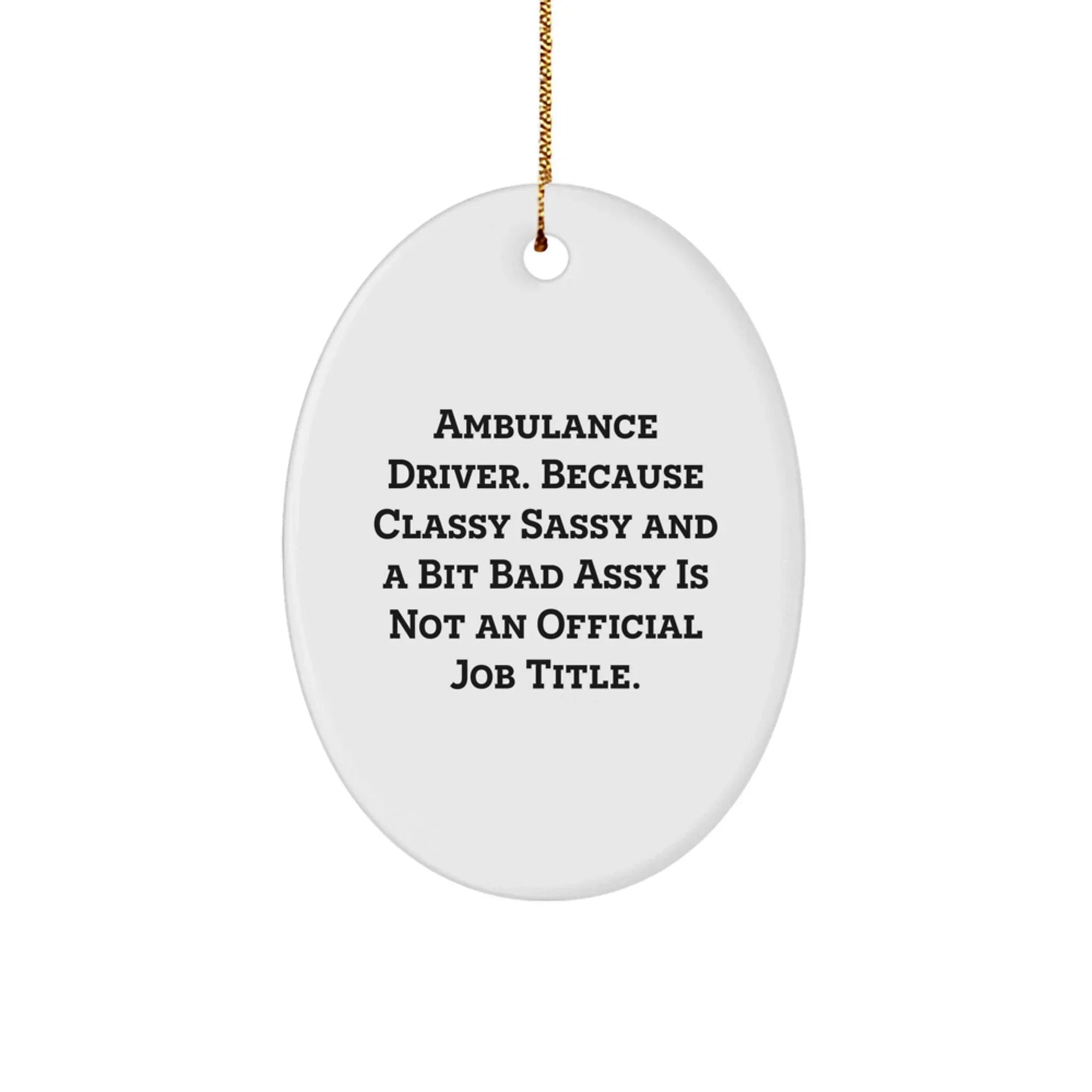 Ambulance Driver Funny Oval Ornament Gifts from Friends and Family for Ambulance Driver Christmas Unique Gifts