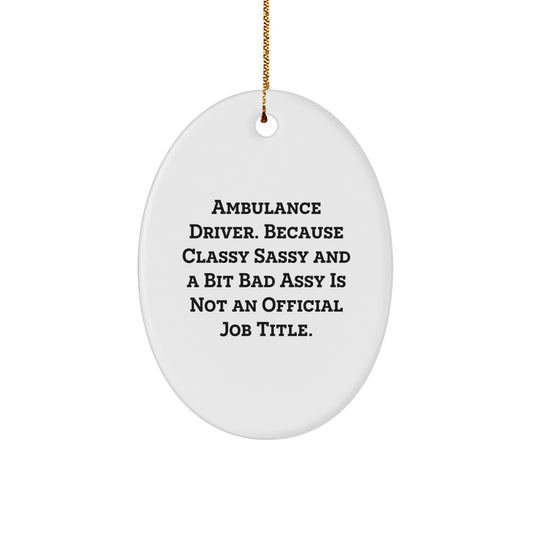 Ambulance Driver Funny Oval Ornament Gifts from Friends and Family for Ambulance Driver Christmas Unique Gifts - Image 1