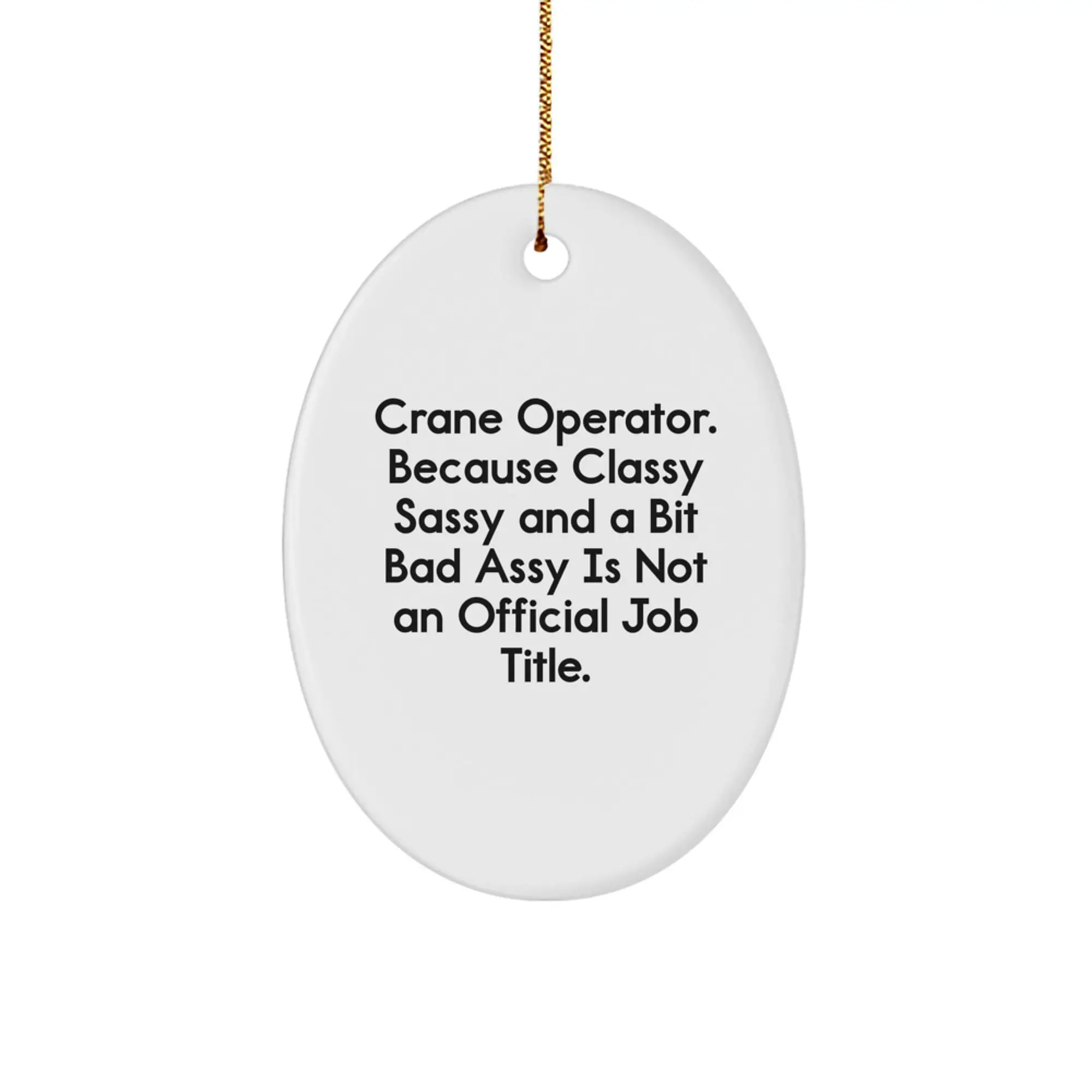 Crane Operator Gifts for Men, Funny Oval Ornament for Christmas Unique Gifts from Family, 'Because Classy Sassy And A Bit Fearlessy Is Not An Official Job Title' Quote Decor - Image 1