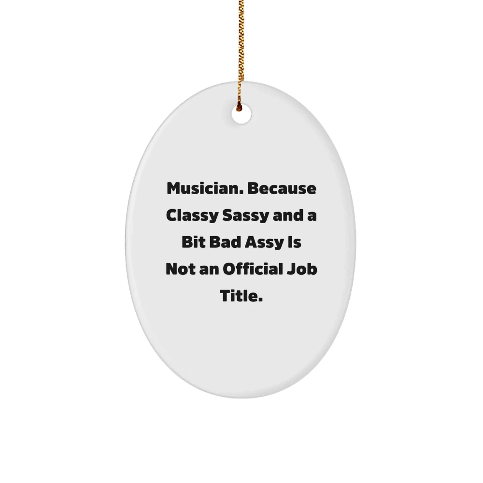 Funny Musician Christmas Unique Gifts from Friends for Men Oval Ornament 'Classy Sassy And A Bit Fearlessy Is Not An Official Job Title'