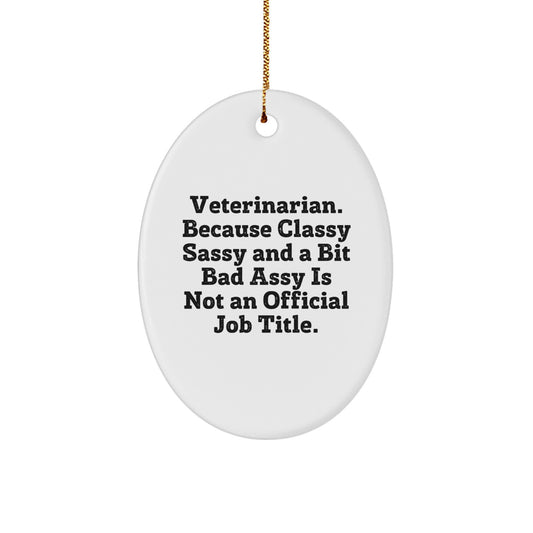 Funny Veterinarian Gifts for Men, Oval Ornament with Inspirational Quote, Gifts from Friends - Image 1