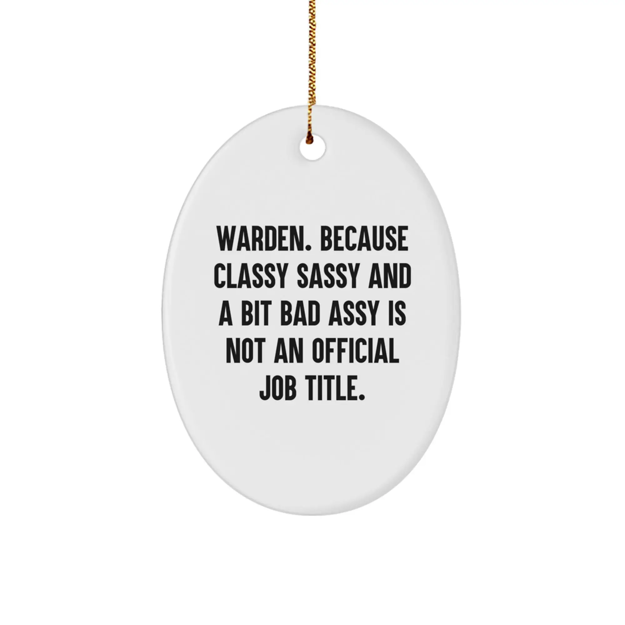 Christmas Gift for Her Warden Oval Ornament Keepsake Present - Image 1