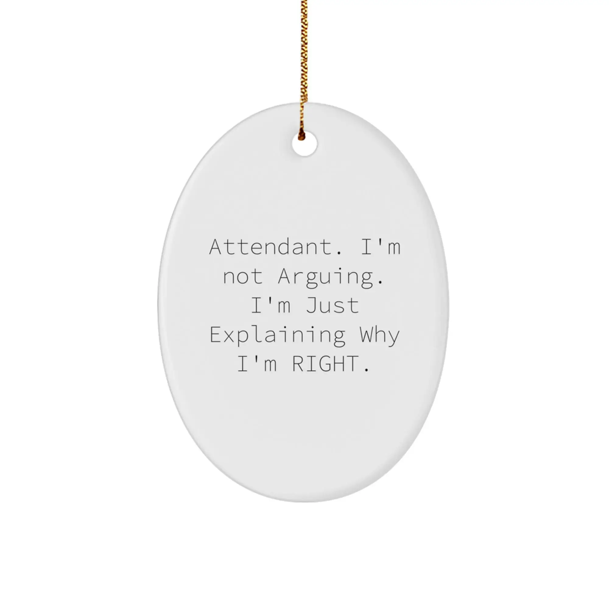 Funny Attendant Gifts for Men, Oval Ornament from Friends, I'm Not Arguing. I'm Just Explaining Why I'm Right. - Christmas Unique Gifts - Image 1