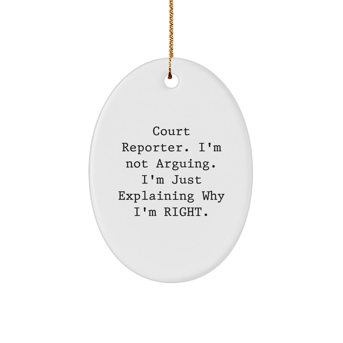 Witty Court Reporter Christmas Ornament Gift for Friends - Novelty - Image 1