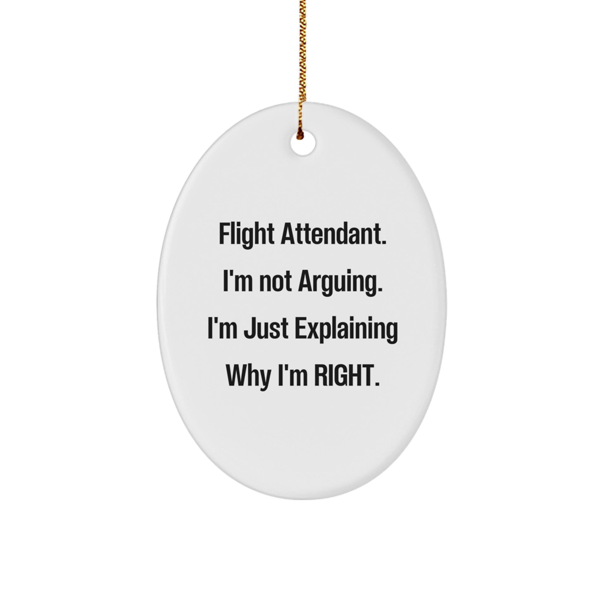 Funny Flight Attendant Gifts from Friends, Coworkers, or Family - Oval Ornament for Christmas Unique Gifts, Flight Attendant Humor Decor - Image 1