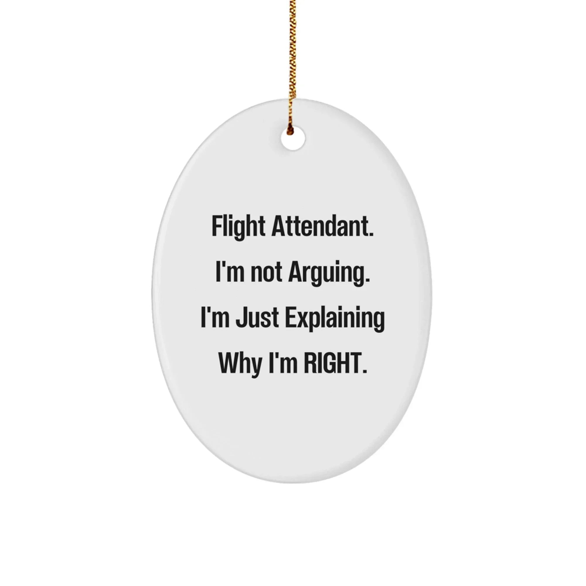 Funny Flight Attendant Gifts from Friends, Coworkers, or Family - Oval Ornament for Christmas Unique Gifts, Flight Attendant Humor Decor