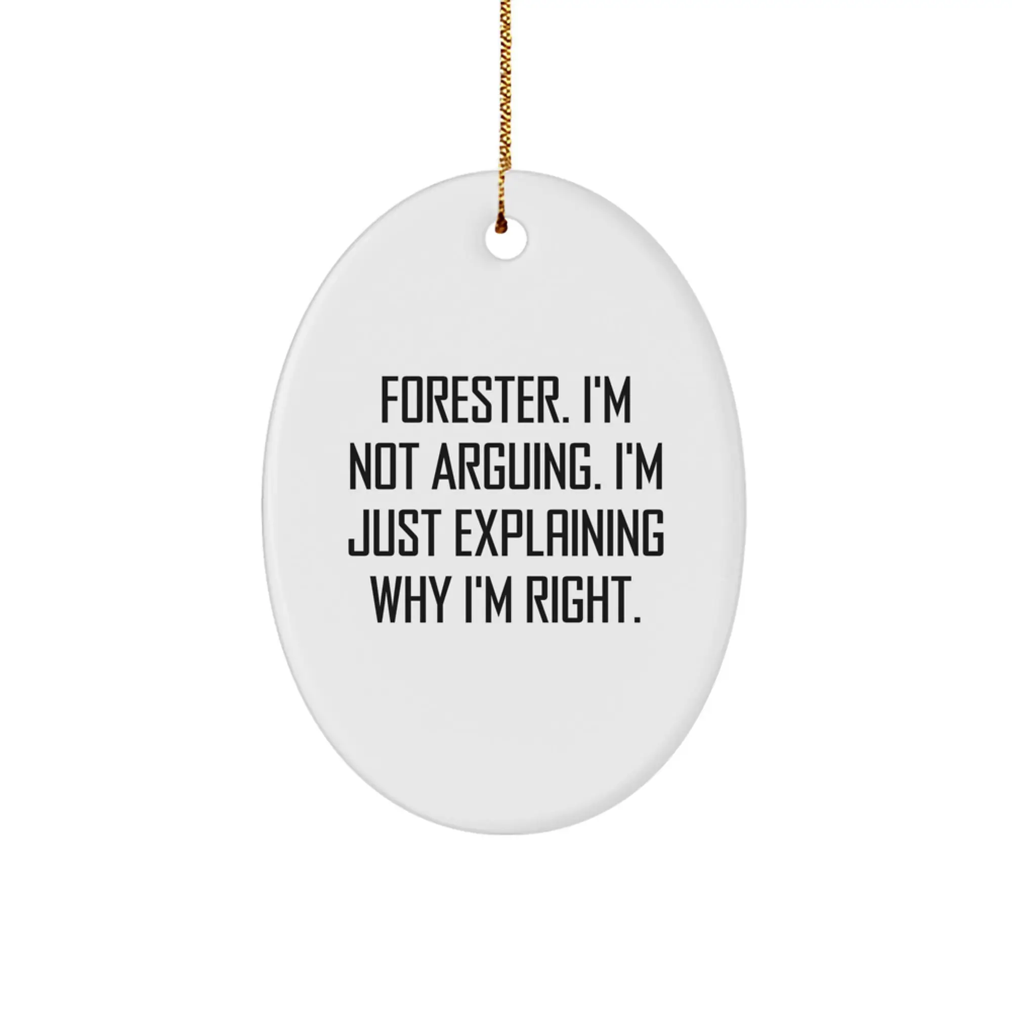 Funny Forester Gifts from Friends Christmas Oval Ornament, Explaining Why I'm Right, Perfect for Forester Men - Image 1