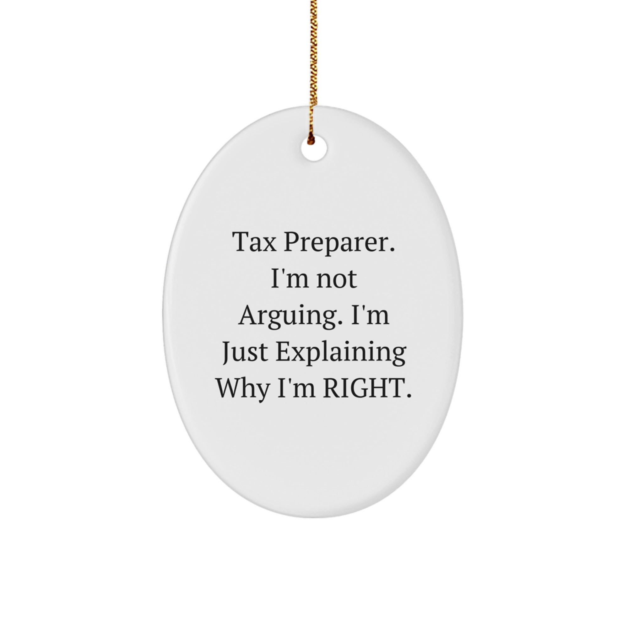 Funny Tax Preparer Gifts from Friends, Oval Ornament with Motivational Quote, Christmas Unique Gifts for Tax Preparer, Men, Women, Family - Image 1