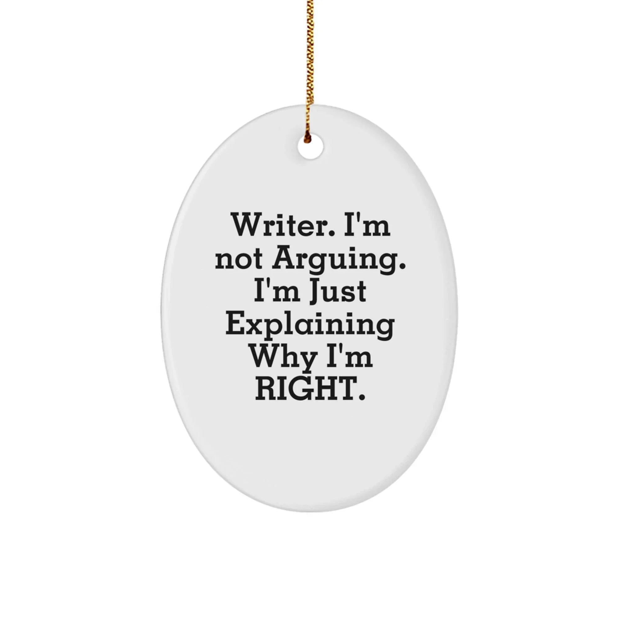 Funny Writer Gifts from Friends - Inspirational Oval Ornament for Writer's Office Decor, Christmas Unique Gifts for Men