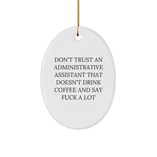 Funny Administrative Assistant Oval Ornament Gifts from Friends for Coworkers Men Women Christmas Unique Decorations - Image 1