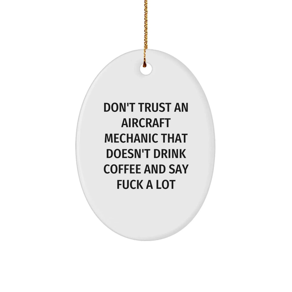 Funny Aircraft Mechanic Christmas Unique Gifts for Men Friends from Oval Ornament with Quote - Gifts for Aircraft Mechanic Friends