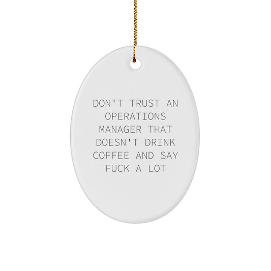 Funny Operations Manager Gifts, Oval Ornament with Humorous Quote, Ideal Gifts from Friends for Operations Manager or Colleagues - Image 1