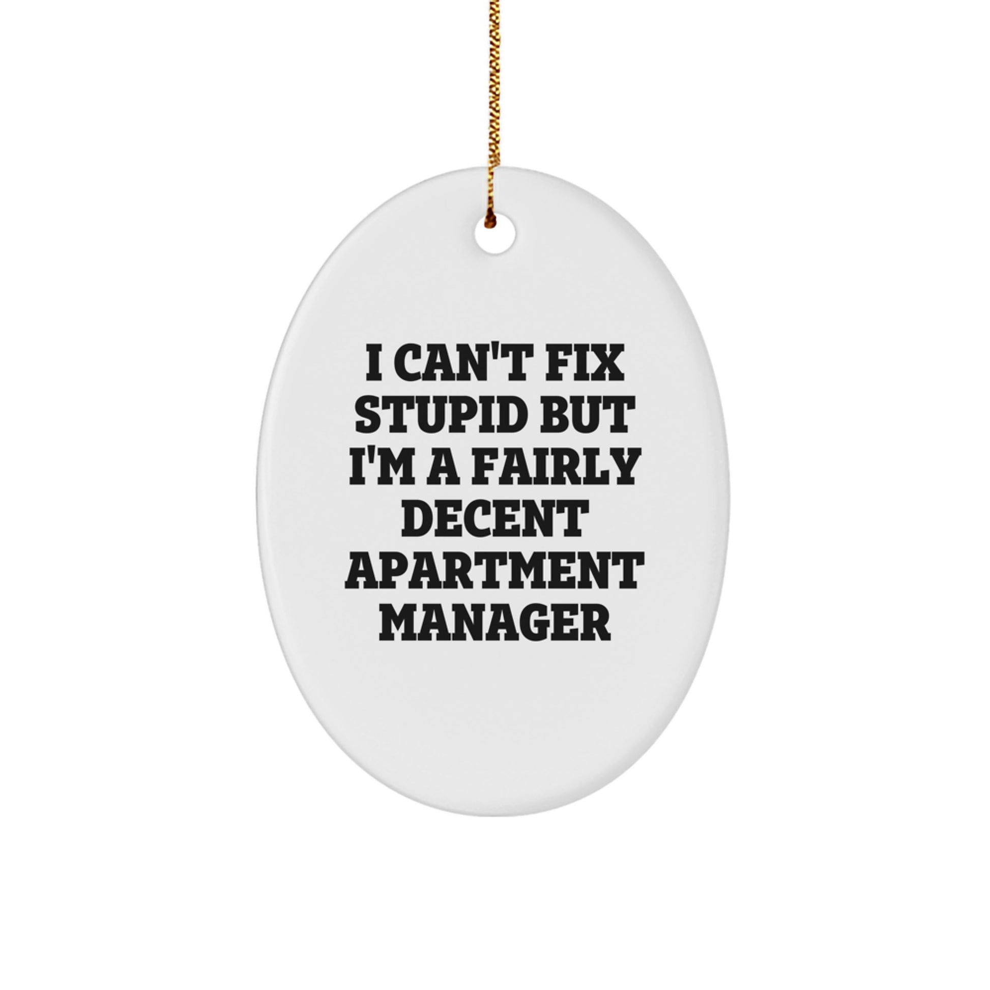 Funny Apartment Manager Oval Ornament Gifts for Men Women Friends Family - Unique Christmas Decorations from Men to Apartment Manager - Image 1