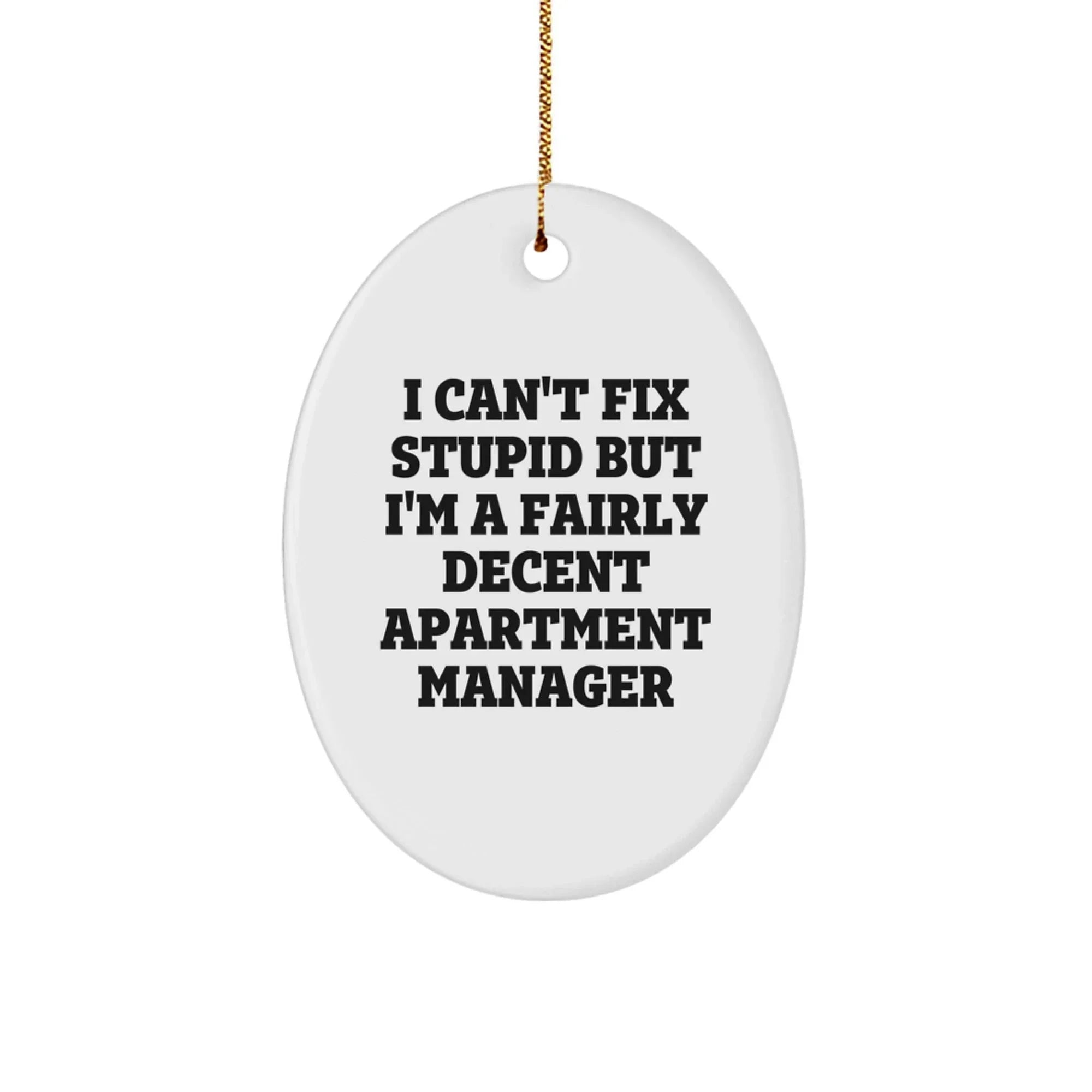 Funny Apartment Manager Oval Ornament Gifts for Men Women Friends Family - Unique Christmas Decorations from Men to Apartment Manager