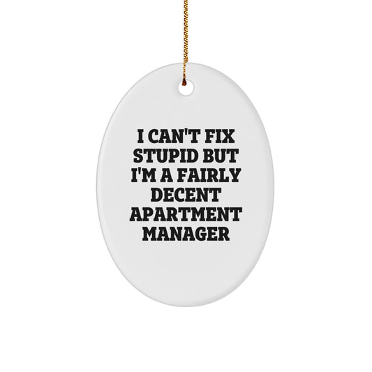Funny Apartment Manager Oval Ornament Gifts for Men Women Friends Family - Unique Christmas Decorations from Men to Apartment Manager - Image 1