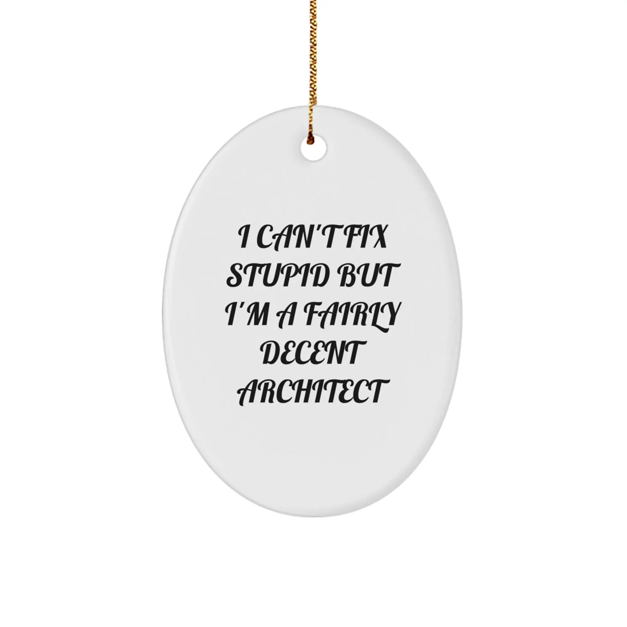 Funny Architect Oval Ornament, Gifts from Friends for Men or Family, I Can't Fix Stupid But I'm A Fairly Decent Architect, Oval Shaped Christmas Unique Gifts - Image 1