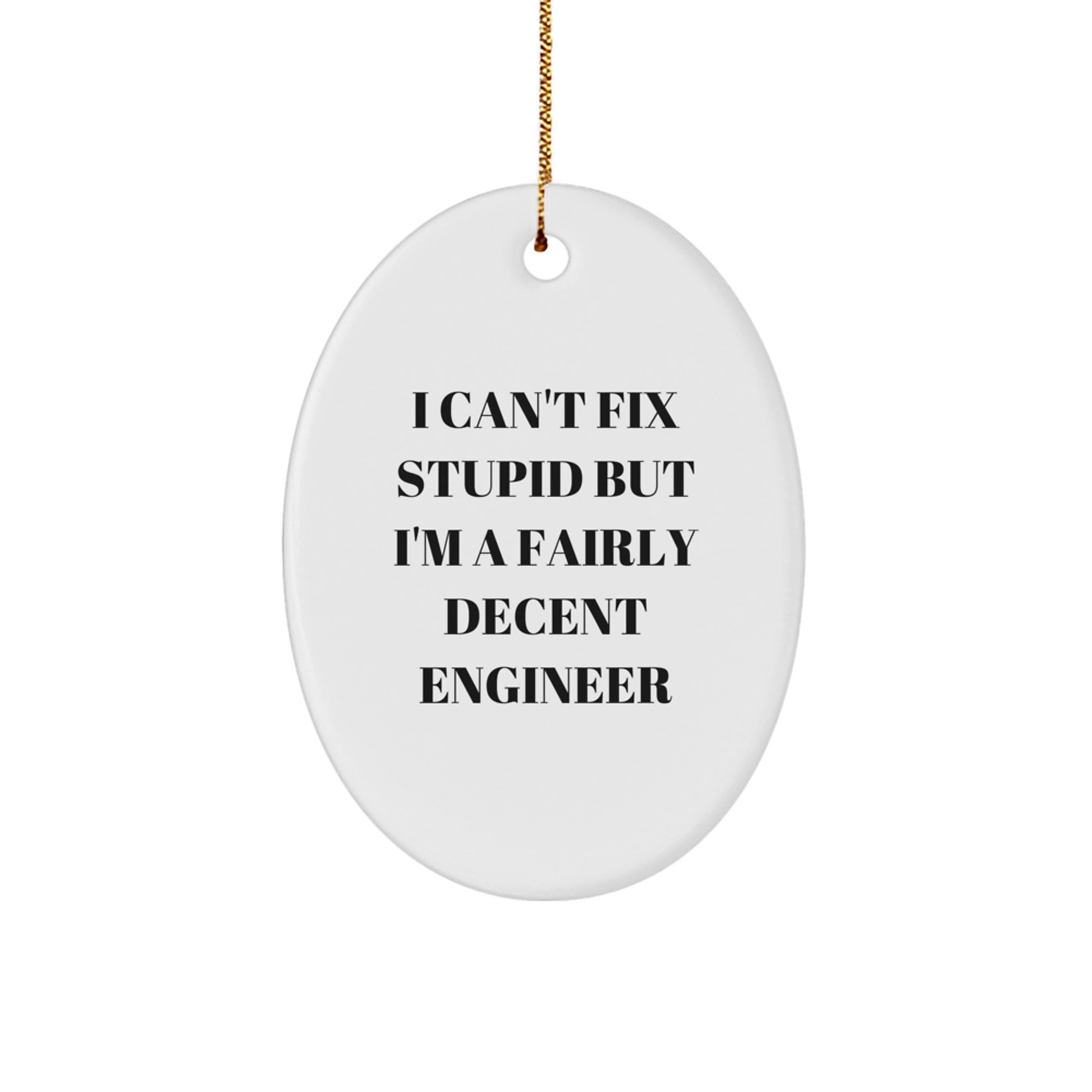 Funny Engineer Oval Ornament Gifts for Engineer Friends and Coworkers - I'm A Decent Engineer Christmas Unique Gift - Image 1