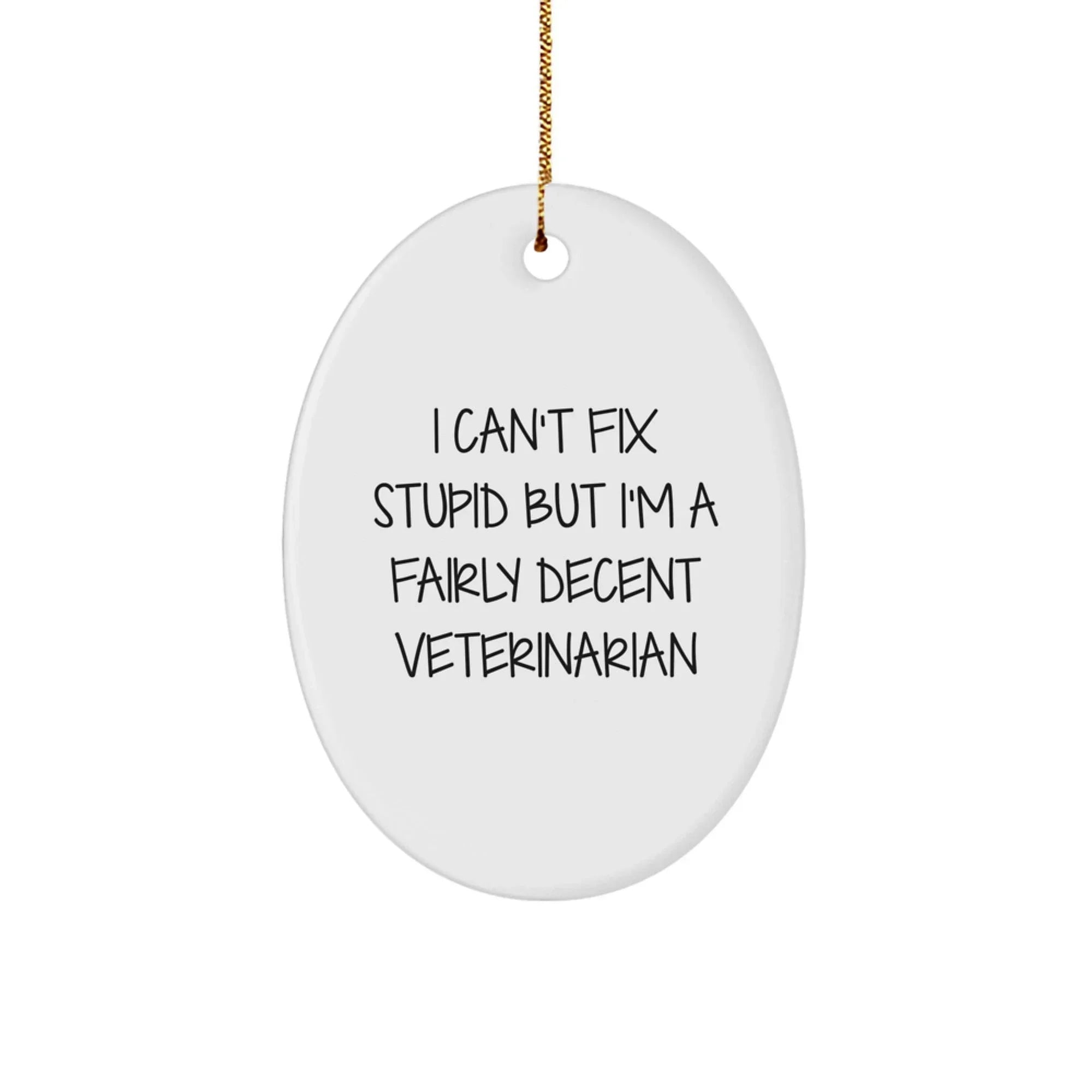 Funny Veterinarian Oval Ornament Gifts from Friends and Family for Christmas Unique Decorations - I Can't Fix Stupid