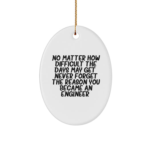 Funny Engineer Gifts for Men, Christmas Unique Gifts from Friends to Family - Oval Ornament with Inspirational Quote - Image 1