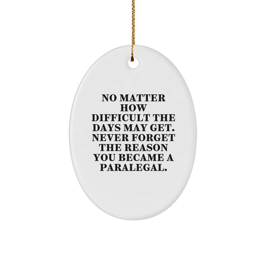 Paralegal Gifts from Men - Inspirational Motivational Oval Ornament - Image 1