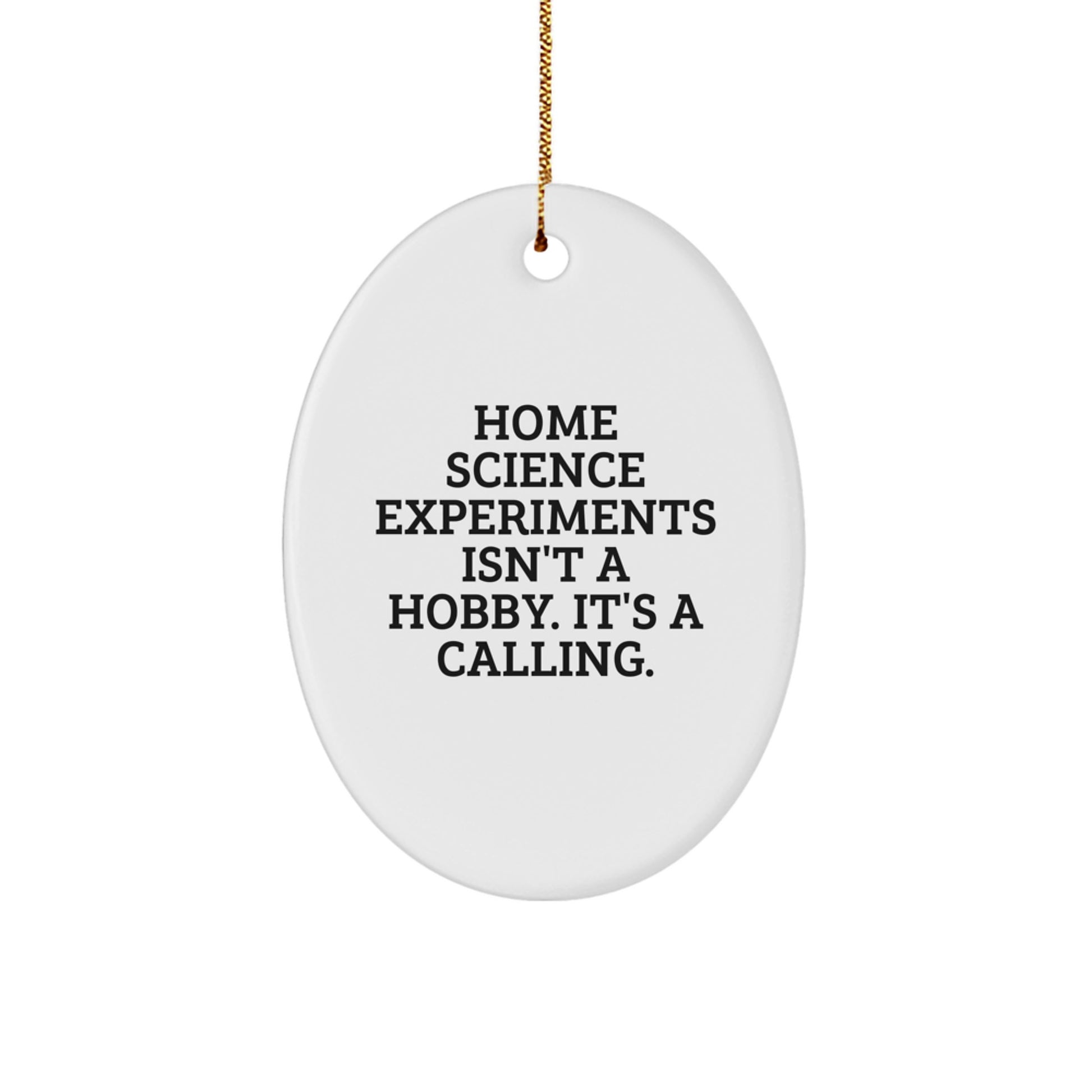 Gifts from Men - Inspirational Home Science Experiments Gifts for Christmas Unique Oval Ornament, Home Science Experiments Isn't A Hobby. It's A Calling. - Image 1