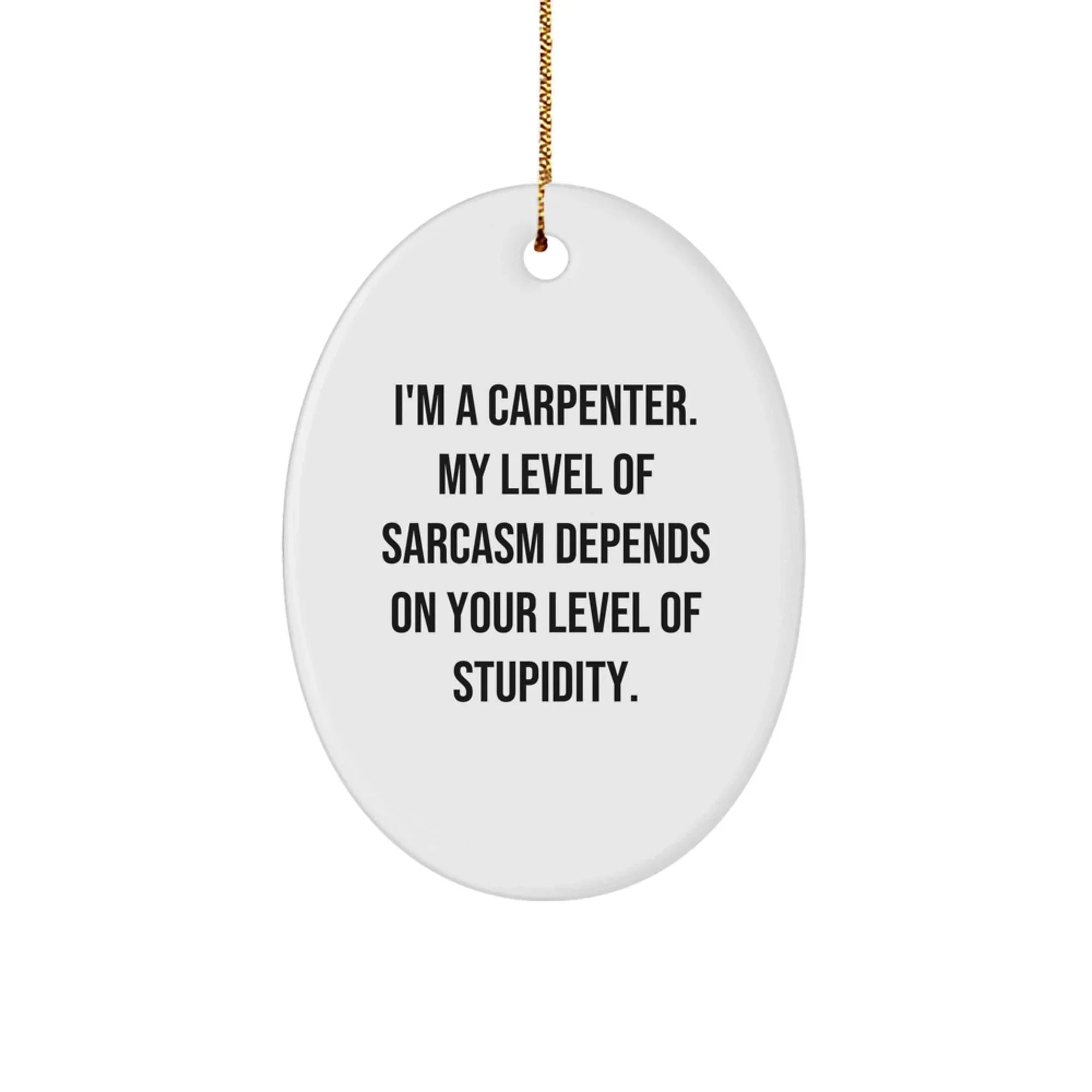 Funny Carpenter Gifts from Men, Oval Ornament for Him, Unique Christmas Unique Gifts for Carpenter Friends, Sarcastic Christmas Unique Gift for Him