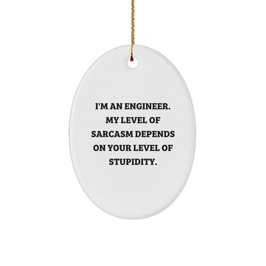 Funny Engineer Gifts from Friends for Christmas - Oval Ornament, Sarcasm Humor, Engineer Humor, Engineer Christmas Unique Gifts - Image 1