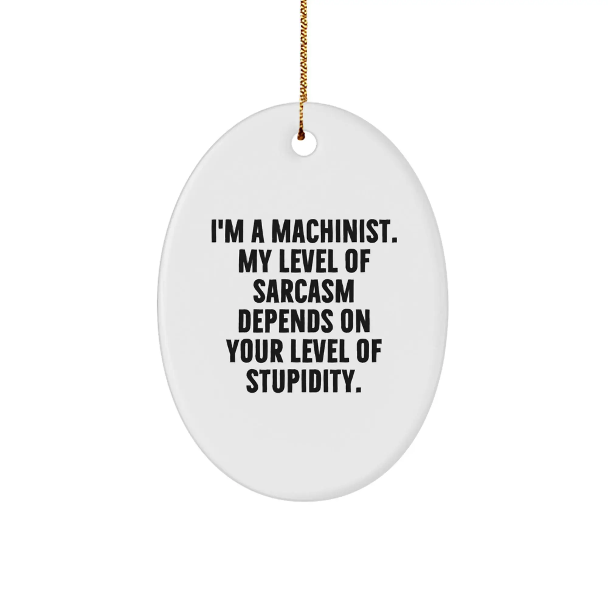 Funny Machinist Gifts from Friends Family - Oval Ornament with Sarcasm Quote, Christmas Unique Gifts for Men - Image 1