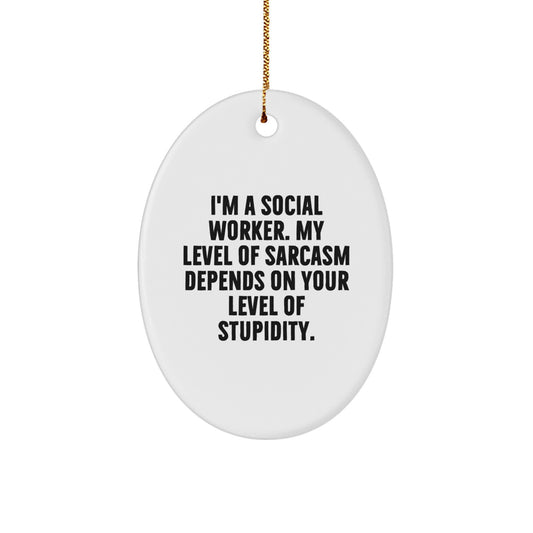 Funny Social Worker Christmas Unique Gifts from Friends for Social Workers Oval Ornament - Image 1