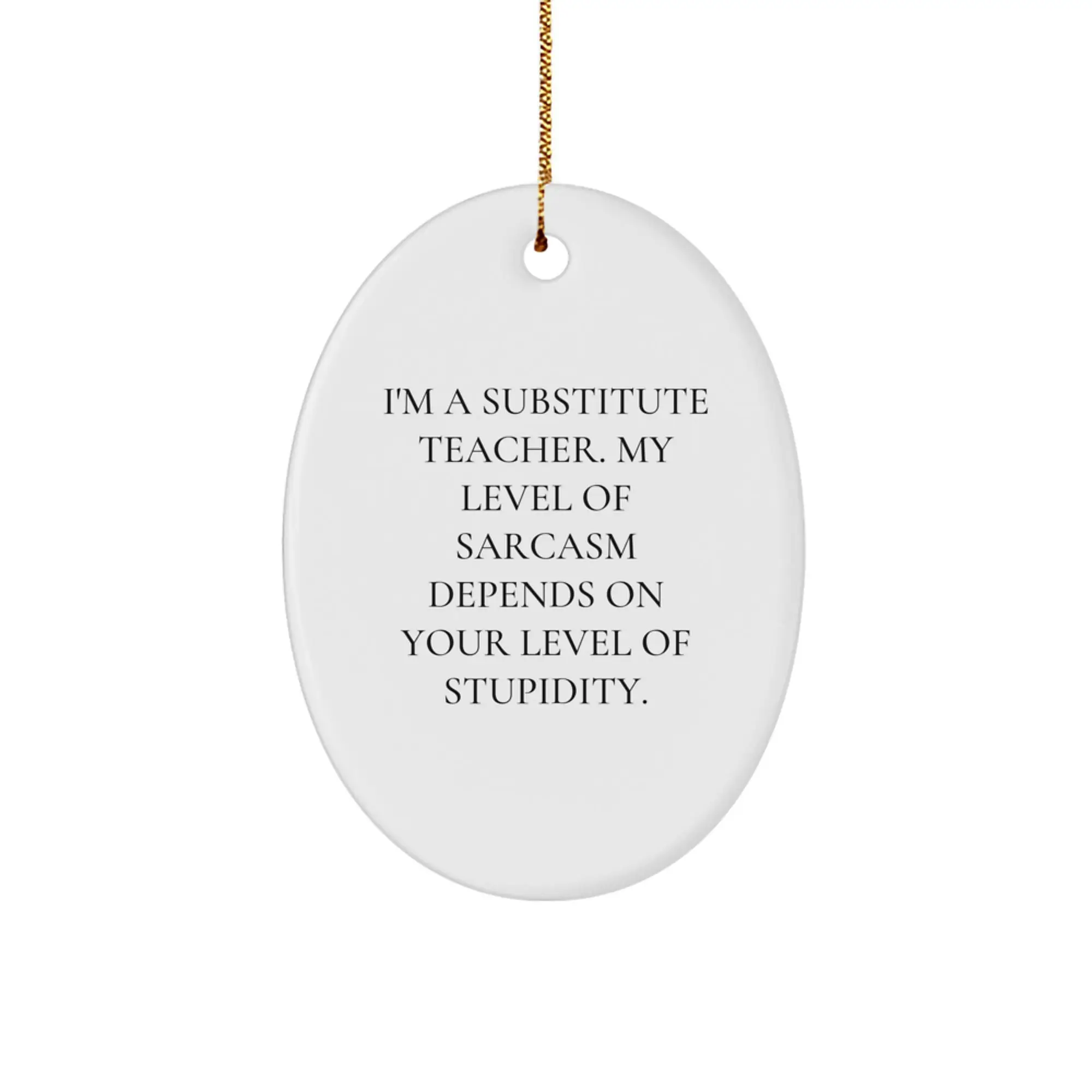 Funny Substitute Teacher Oval Ornament, Gifts from Men, Women, Friends or Coworkers to Substitute Teacher, Christmas Unique Gifts - Image 1