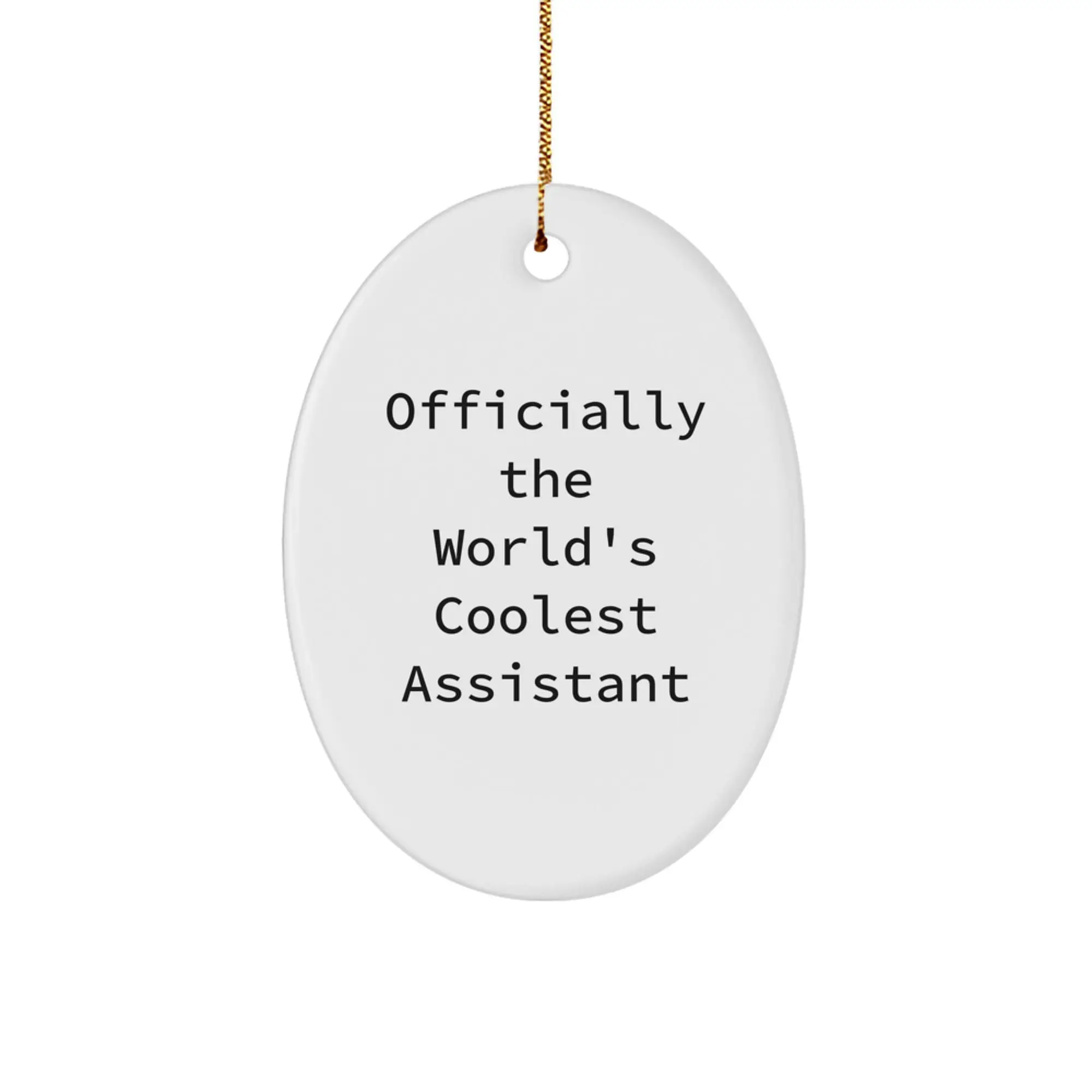 Funny Gift for Assistant - Officially The World's Coolest Assistant Oval Ornament Gifts from Friends and Family for Christmas Unique Presents - Image 1