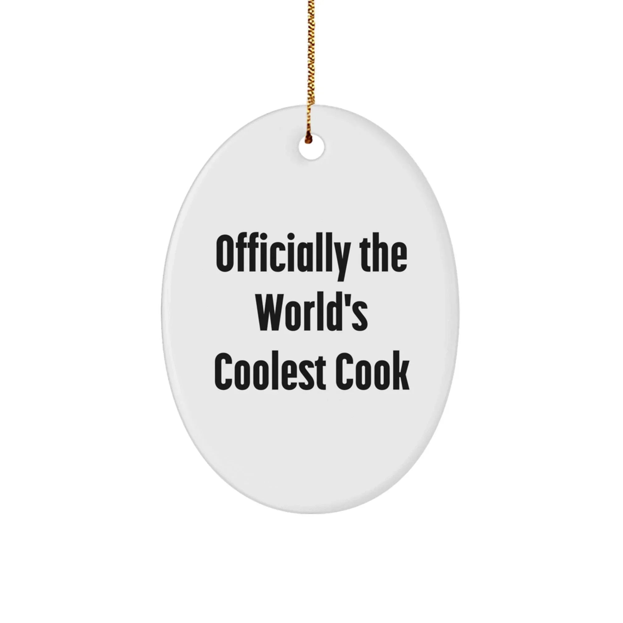 Funny Cook Gifts from Men for Women Friends Christmas Unique Oval Ornament, Officially The World's Coolest Cook, Gift Ideas for Cook Enthusiasts, Oval Shaped MDF Board