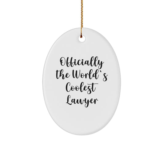 Funny Lawyer Gifts for Men - Oval Ornament - Officially The World's Coolest Lawyer - Gifts from Friends, Family, or Coworkers for Christmas Unique Gifts - Image 1