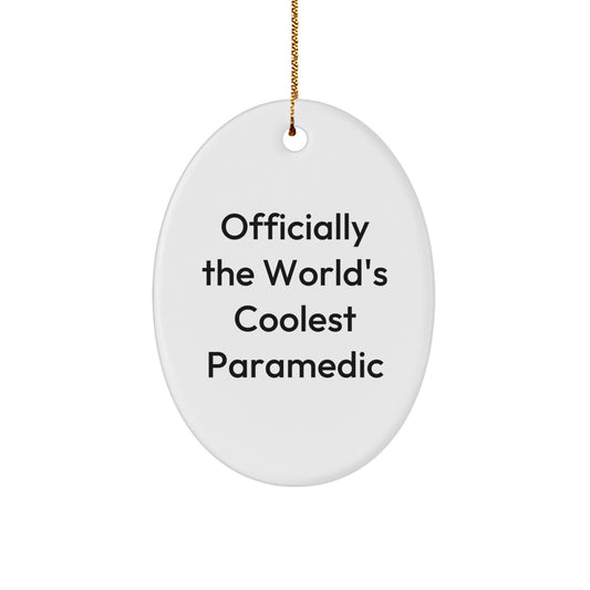Funny Rescue Worker Gifts, Officially The World's Coolest Rescue Worker Oval Ornament, Christmas Unique Gifts for Rescue Worker Men, Women, Friends, Coworkers, Family - Image 1