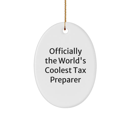 Funny Tax Preparer Gifts from Friends - Oval Ornament for Tax Preparer, World's Coolest Tax Pro, Christmas Unique Gifts - Image 1