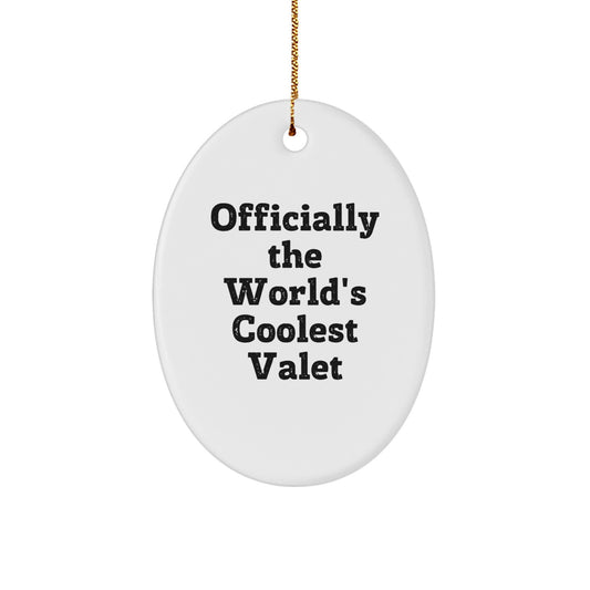 Funny Valet Gifts from Men for World's Coolest Valet, Oval Christmas Ornament, Unique Gifts for Friends and Family - Image 1