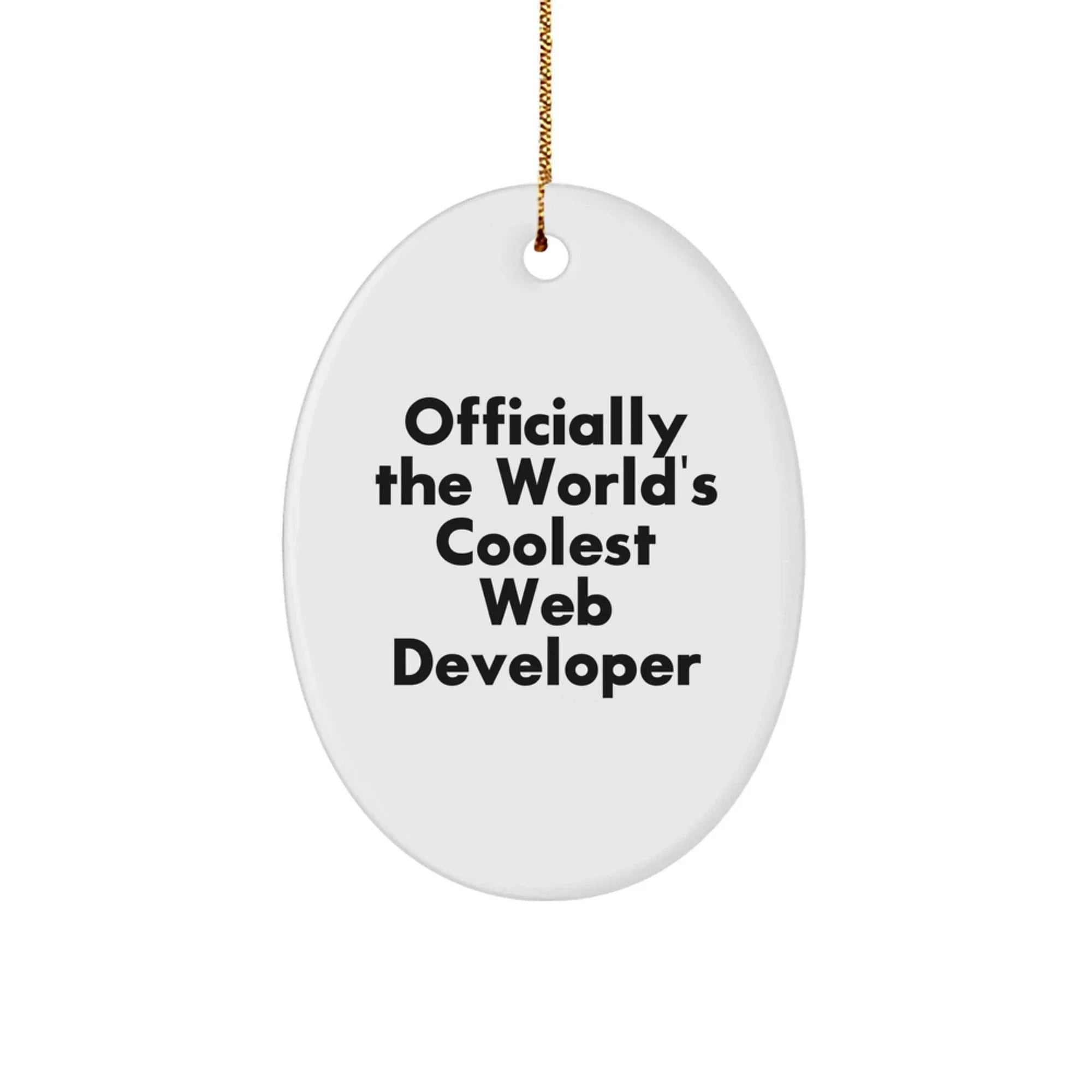 Funny Web Developer Gifts for Men, Oval Ornament with Officially The World's Coolest Web Developer Quote, Great Christmas Unique Gifts from Family