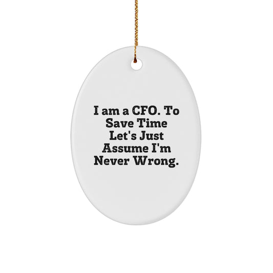 Funny CFO Oval Ornaments for Christmas Unique Gifts from Friends, Family, and Colleagues to CFO Men, Women, and Business Professionals - Image 1