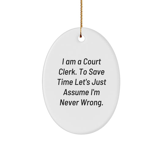 Court Clerk Oval Ornament Gifts from Friends Christmas Unique Present - Image 1