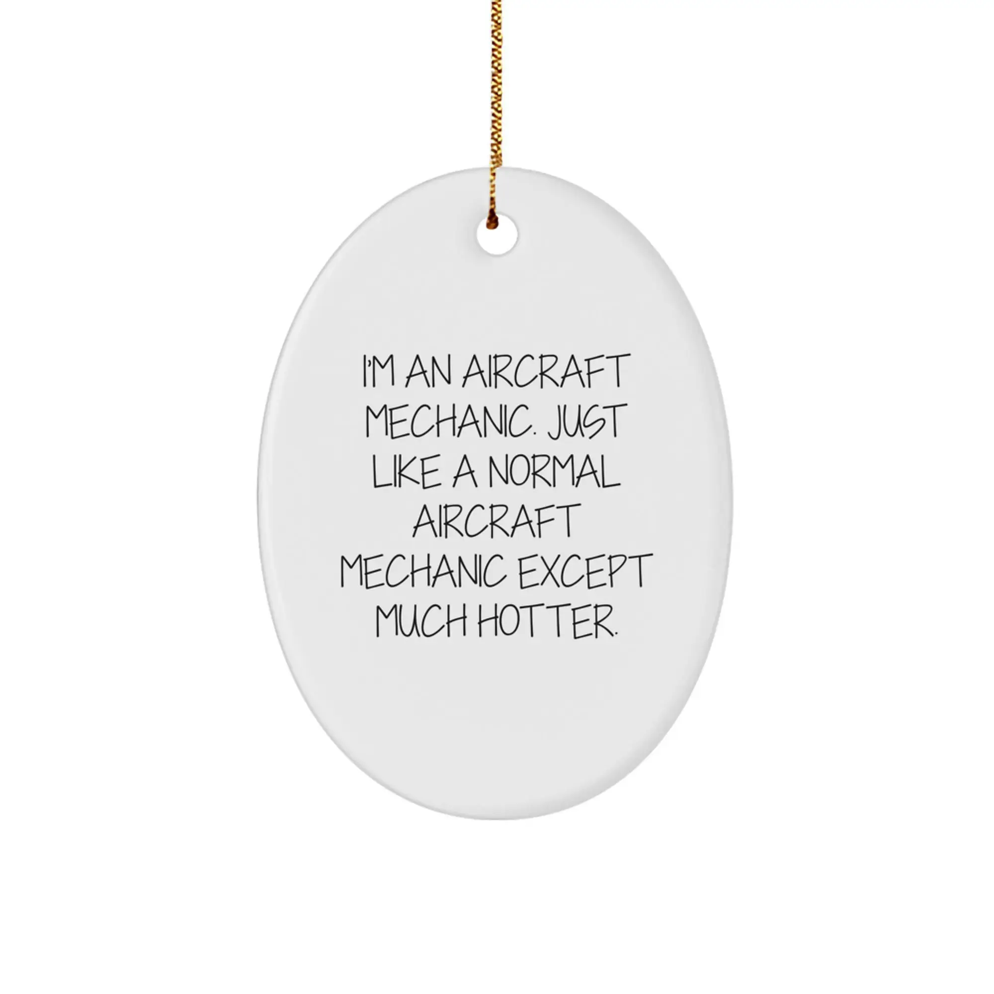 Funny Aircraft Mechanic Oval Ornament for Friends from Men, Gift Ideas for Christmas Unique Presents - Image 1