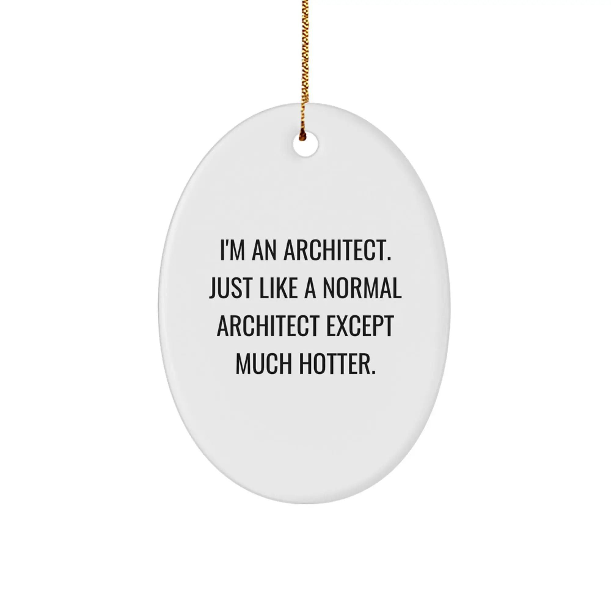 Funny Architect Gifts for Men - Oval Ornament with I'm An Architect Except Much Hotter Quote, Christmas Unique Presents for Coworkers, Friends, Family - Image 1