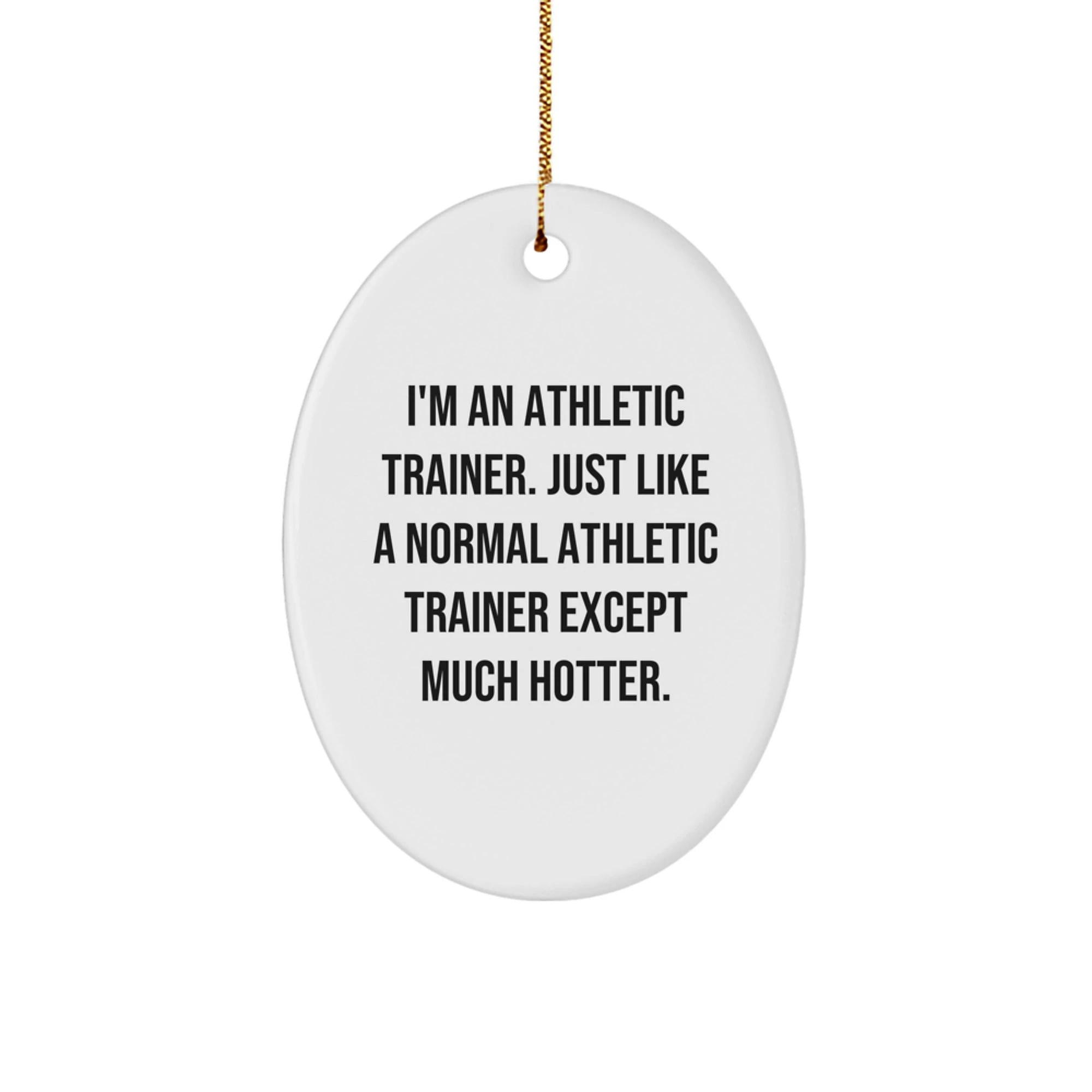 Funny Athletic Trainer Gifts for Men, Oval Ornament, I'm Hotter than a Normal Athletic Trainer, Christmas Unique - Image 1