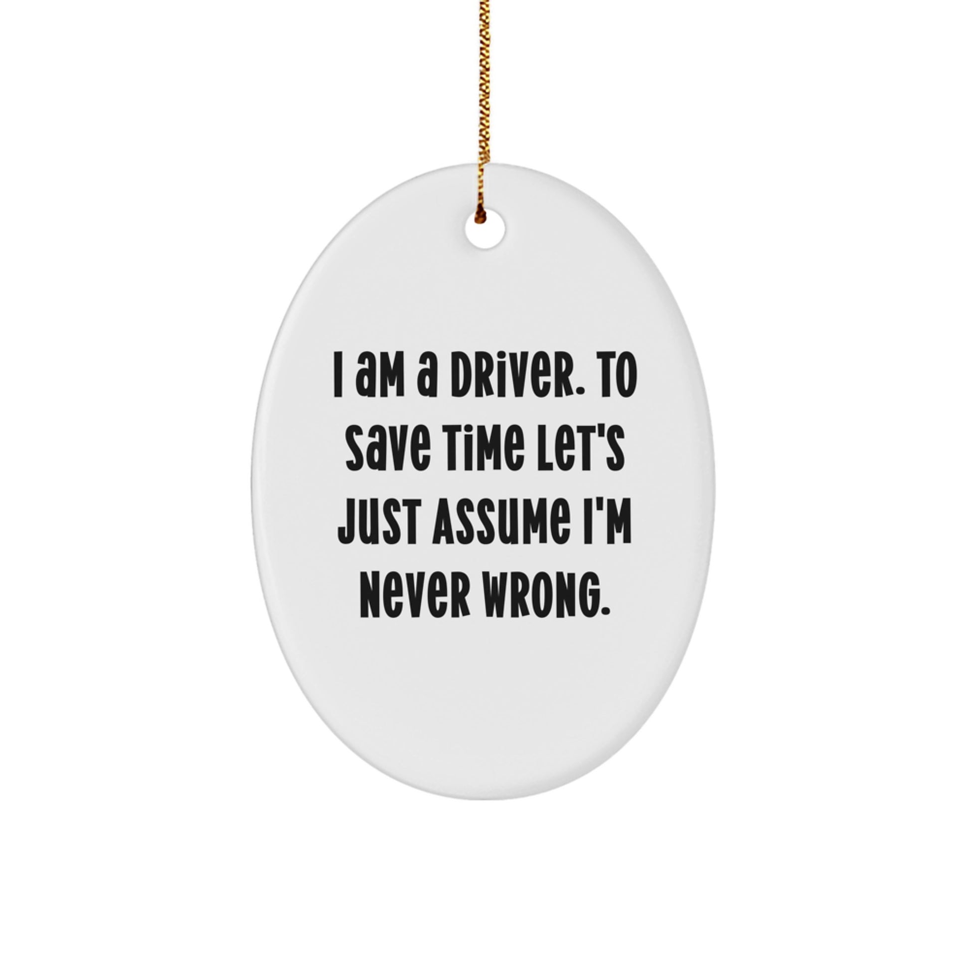 Funny Driver Oval Ornament Gifts from Family for Christmas Unique Driver Decorations - 'I Am A Driver. To Save Time...' - Image 1