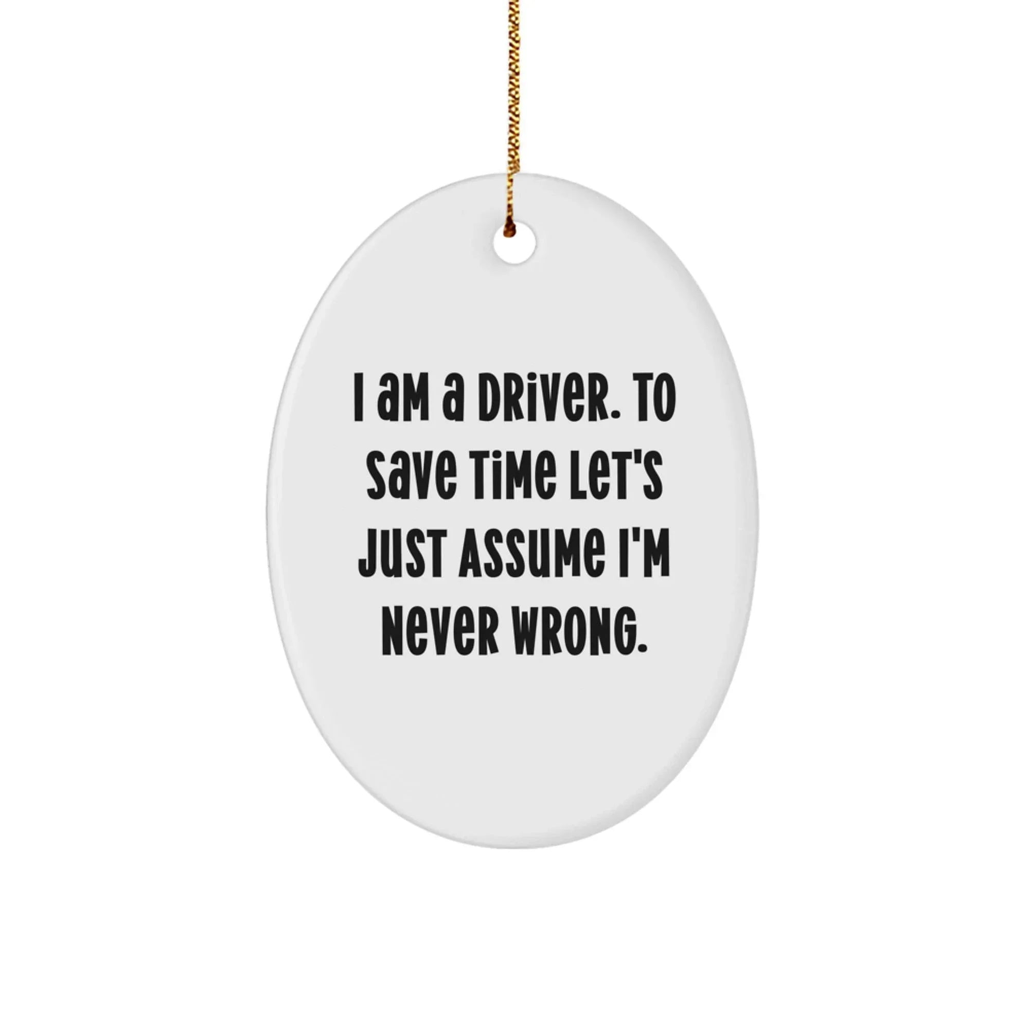 Funny Driver Oval Ornament Gifts from Family for Christmas Unique Driver Decorations - 'I Am A Driver. To Save Time...'