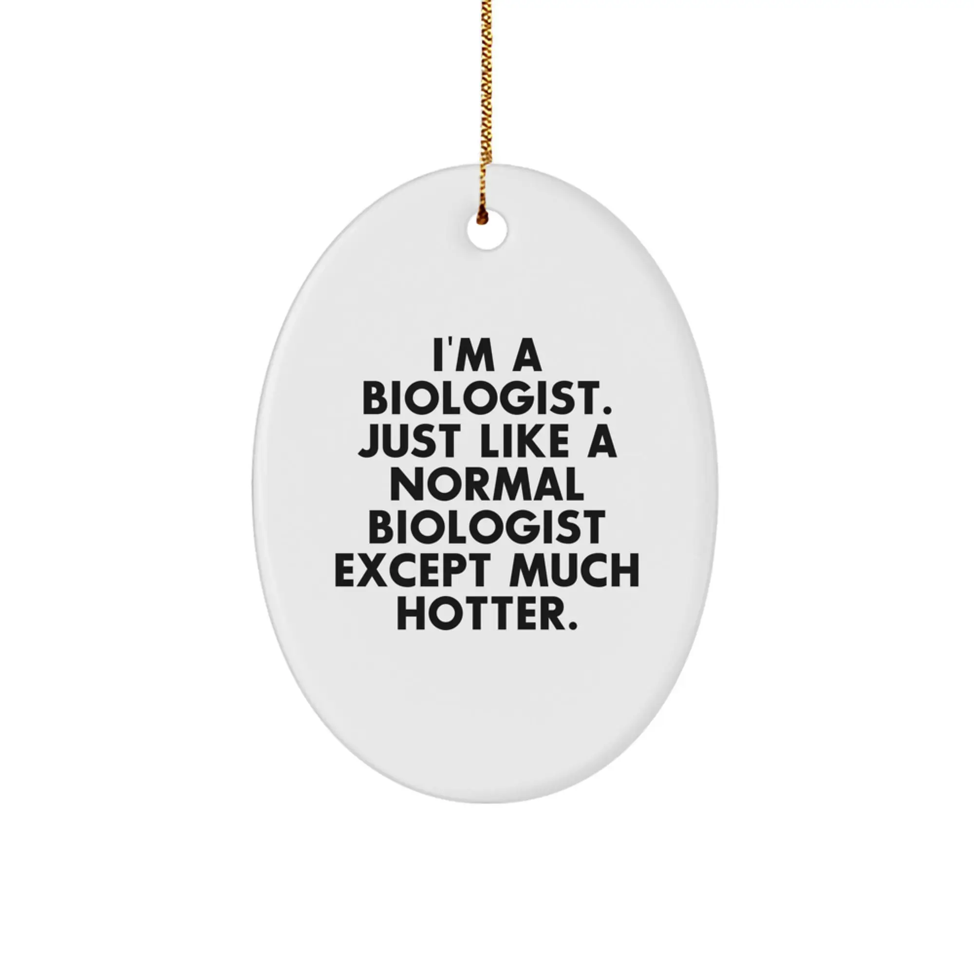 Biologist Gifts, Funny Oval Ornament for Friends, 'I'm A Biologist. Just Like A Normal Biologist Except Much Hotter', Christmas Unique Gifts from Friends for Biologist - Image 1