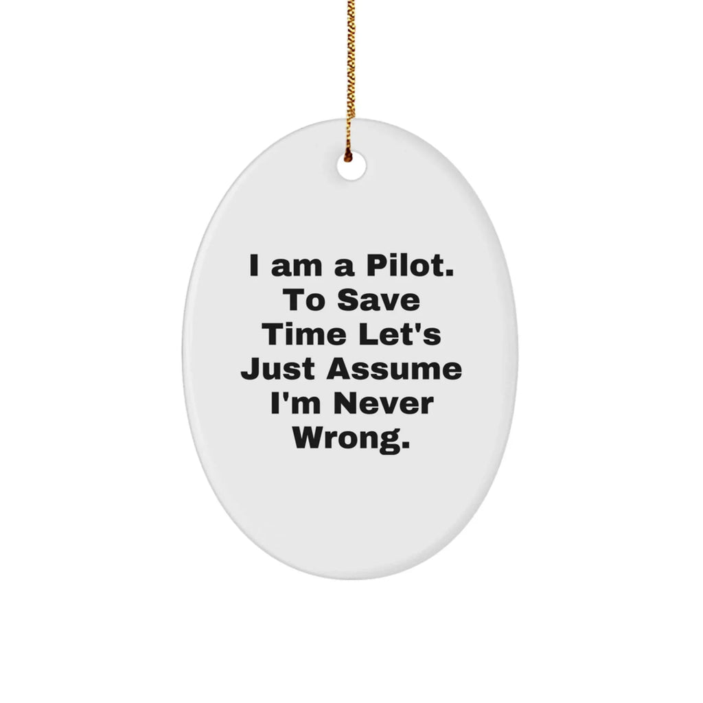 Funny Pilot Gifts for Christmas, Oval Ornament for Pilot Friends Family