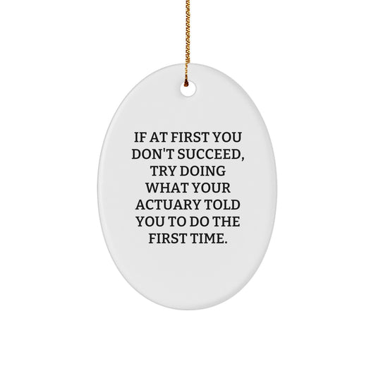 Funny Actuary Gifts for Actuary Friends and Family, Oval Ornament with Quote - Gifts from Men, Women, Coworkers - Image 1