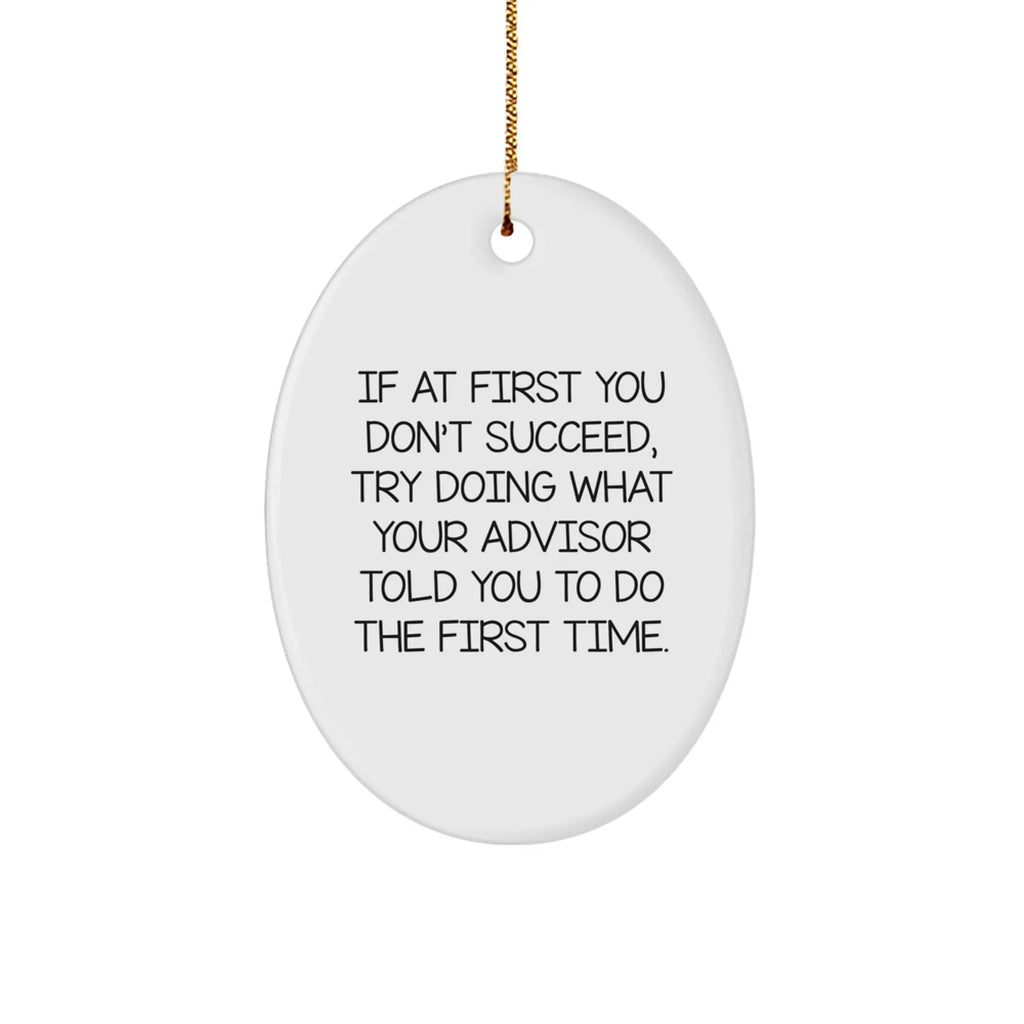 Funny Advisor Christmas Oval Ornament Gifts from Men to Advisor Friends - If At First You Don't Succeed, Try Doing What Your Advisor Told You To Do The First Time.
