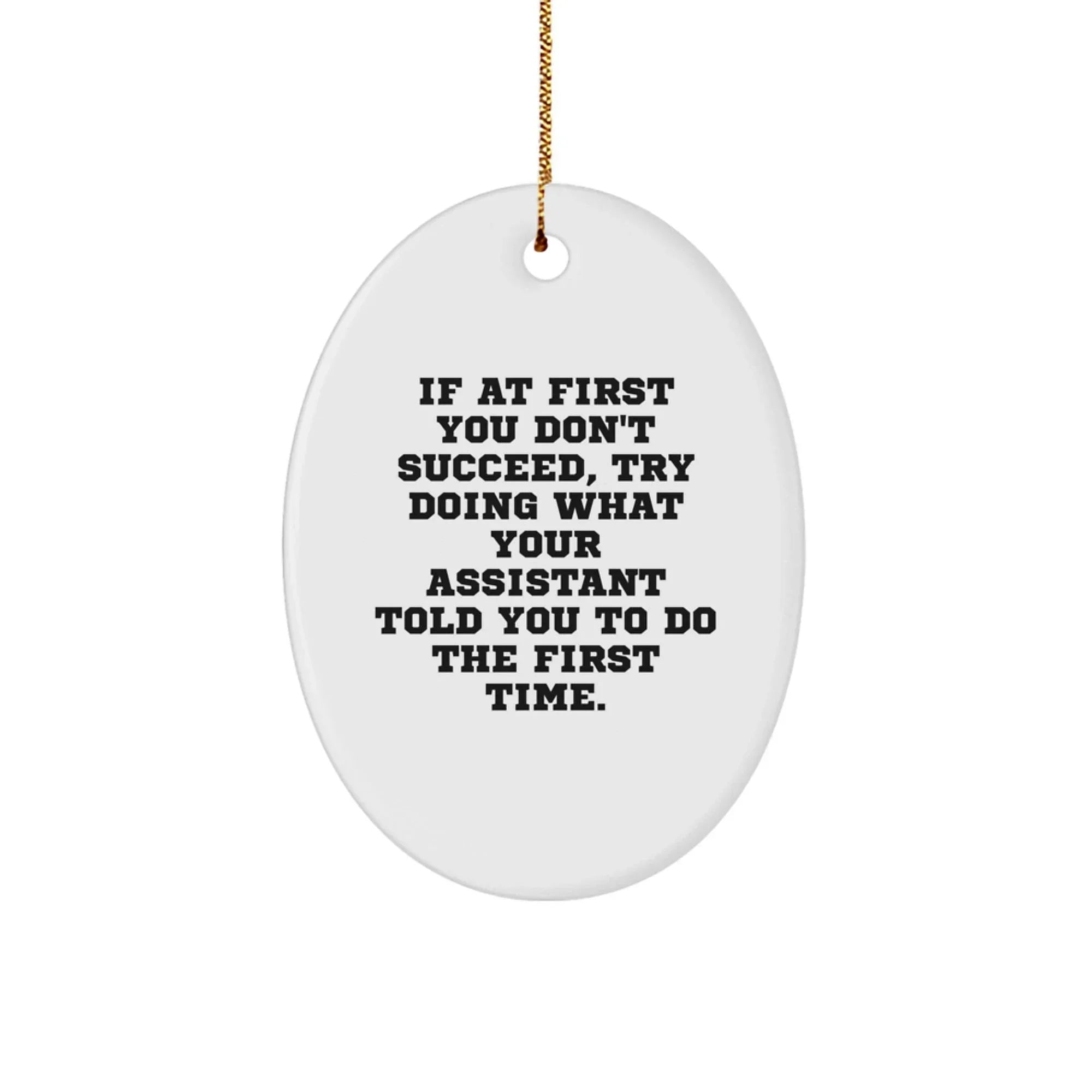 Funny Assistant Gifts - Oval Ornament, Cute Encouragement for Friends, Family, and Coworkers - Unique Christmas Memorable Presents from Women, Men, and Loved Ones