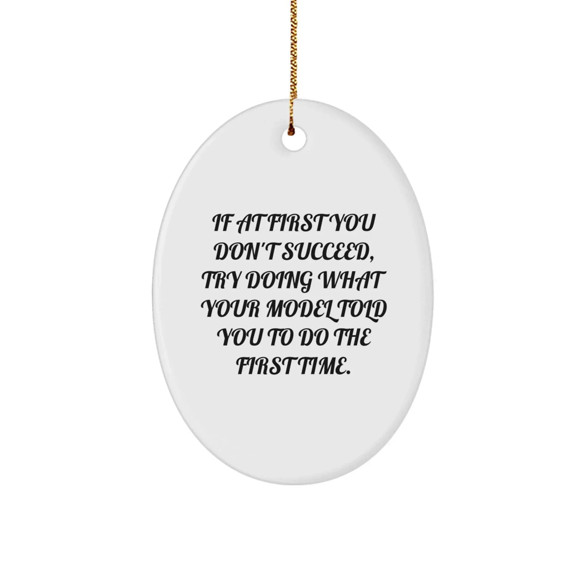 Funny Model Gifts from Friends - Oval Ornament for Model - If At First You Don't Succeed, Try Doing What Your Model Told You To Do The First Time. Christmas Unique Gifts for Family